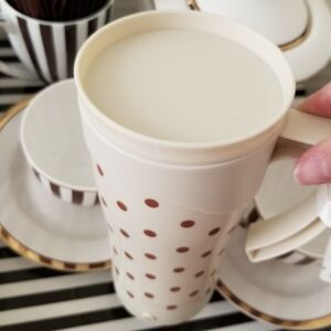 ❗Henri Bendel Style Brown Polka Dot Self Stirring Tumbler 13.5 fl oz❗